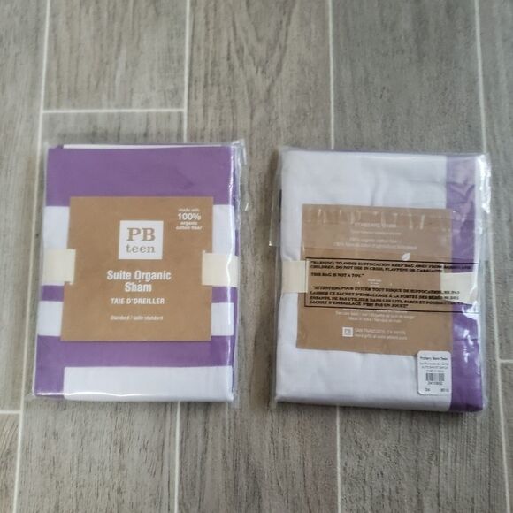 2x PB Teen Organic Purple & White Sham - Picture 3 of 7